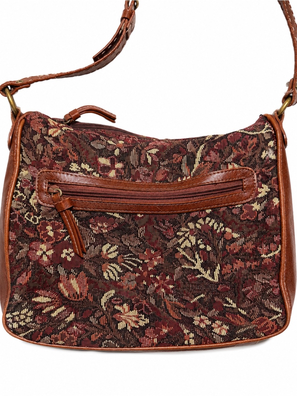 Dockers Floral Tapestry Shoulder Bag Brown Cottagecore Boho Dark Academia